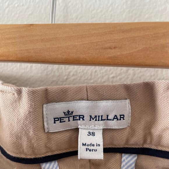 Peter Millar Pants Mens 38 Beige Chino Flat Front Athleisure Basic Casual - Picture 3 of 7